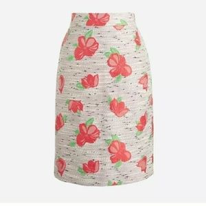 NWT J. CREW Tweed Floral Pencil Skirt Sz 00